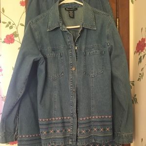 Jeans jacket & jeans skirt with embroidery